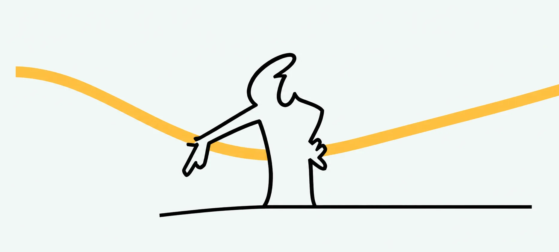 Biographix line figure with yellow ribbon behind