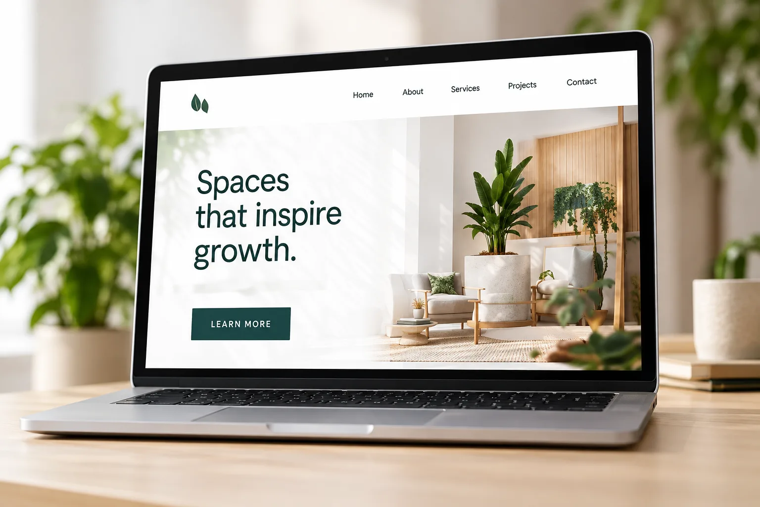 Illustrative website project on a laptop