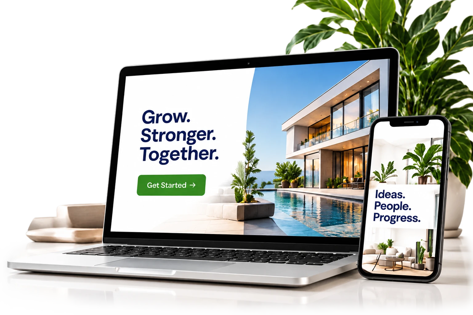 Laptop and smartphone website design preview